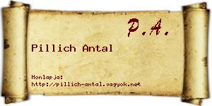 Pillich Antal névjegykártya